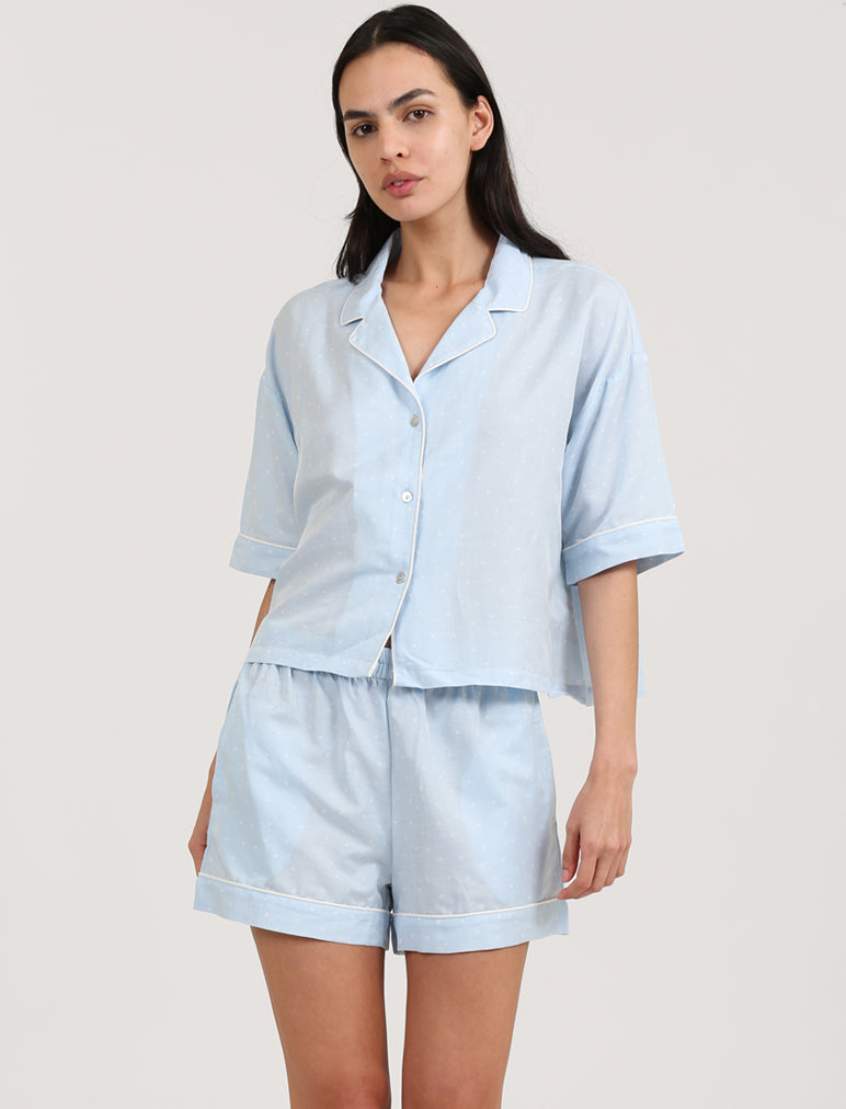 Luxe Blue Spot Boxer PJ Set