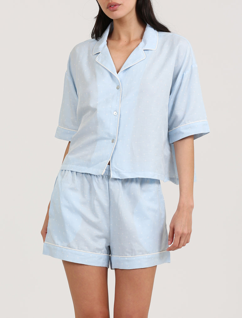 Luxe Blue Spot Boxer PJ Set