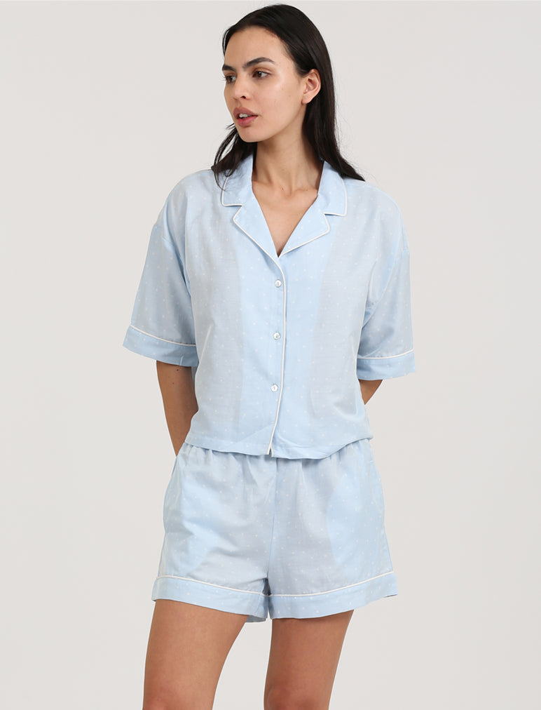 Luxe Blue Spot Boxer PJ Set