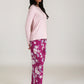 Alice Floral Pant and Feather Soft Top in Fuchsia/Light Pink