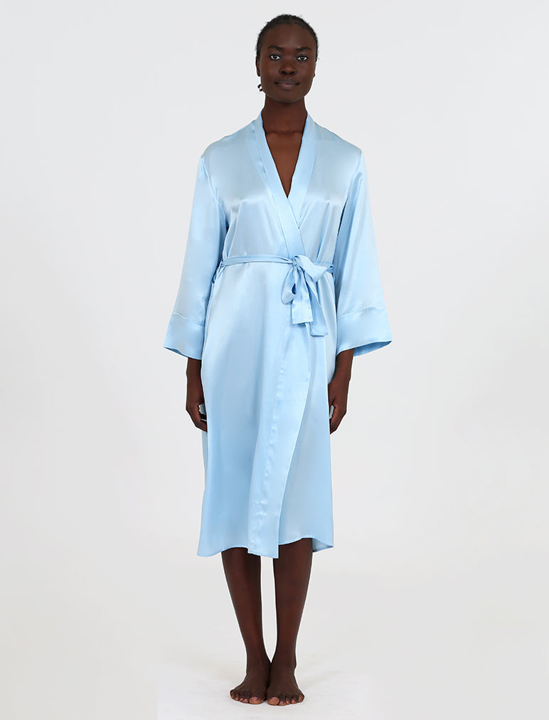 Light blue hotsell silk robe