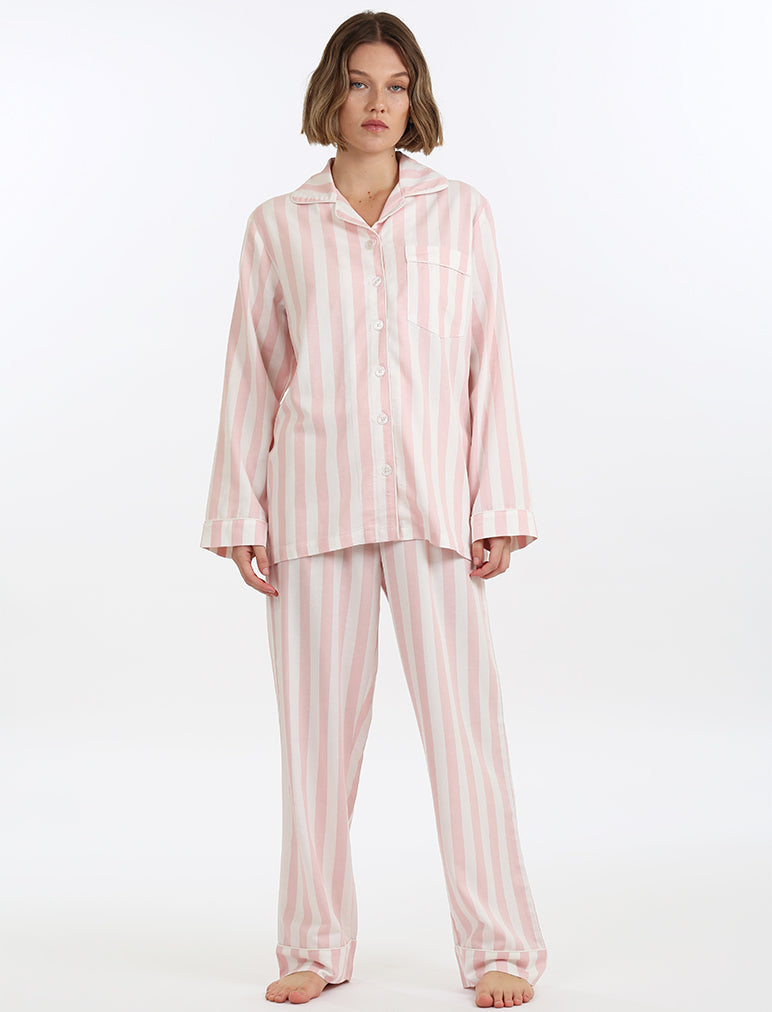 Cotton Stripe Full Length PJ