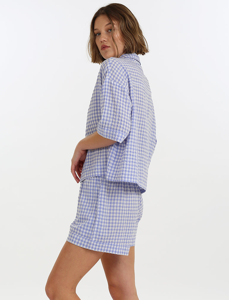 Seersucker Gingham Boxer PJ Set