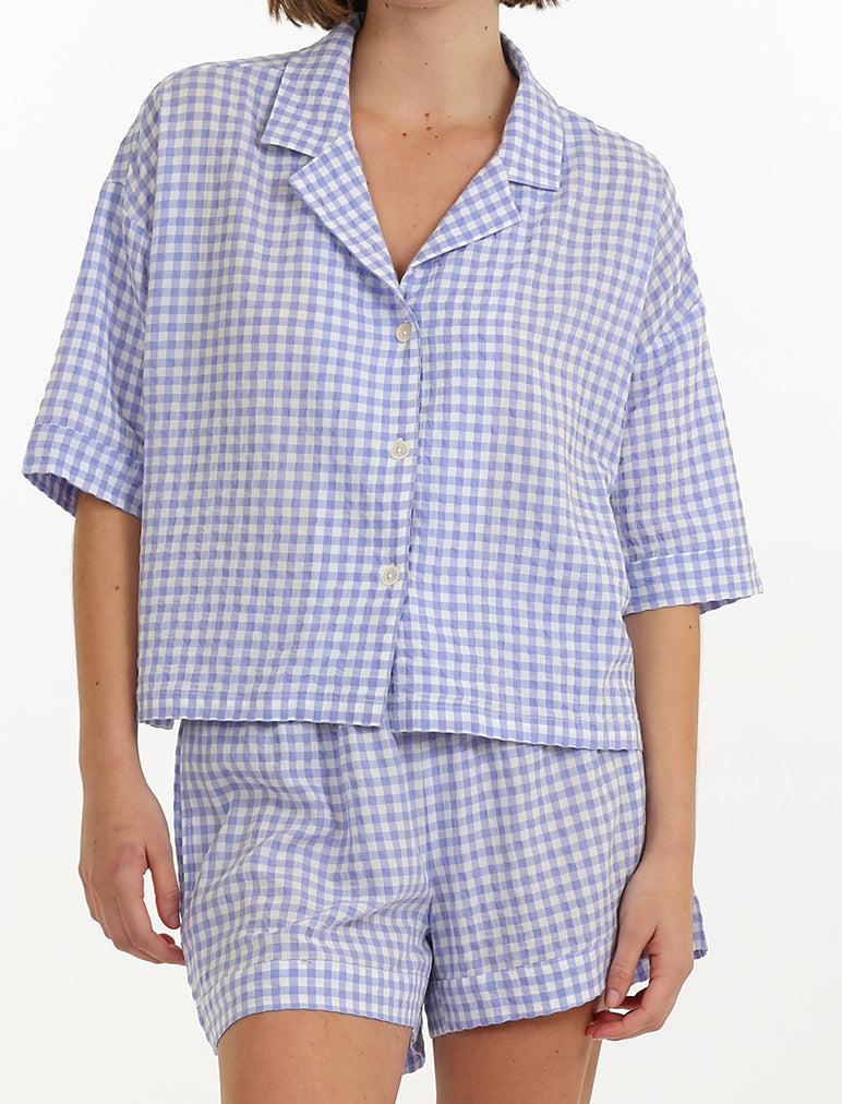 Seersucker Gingham Boxer PJ Set