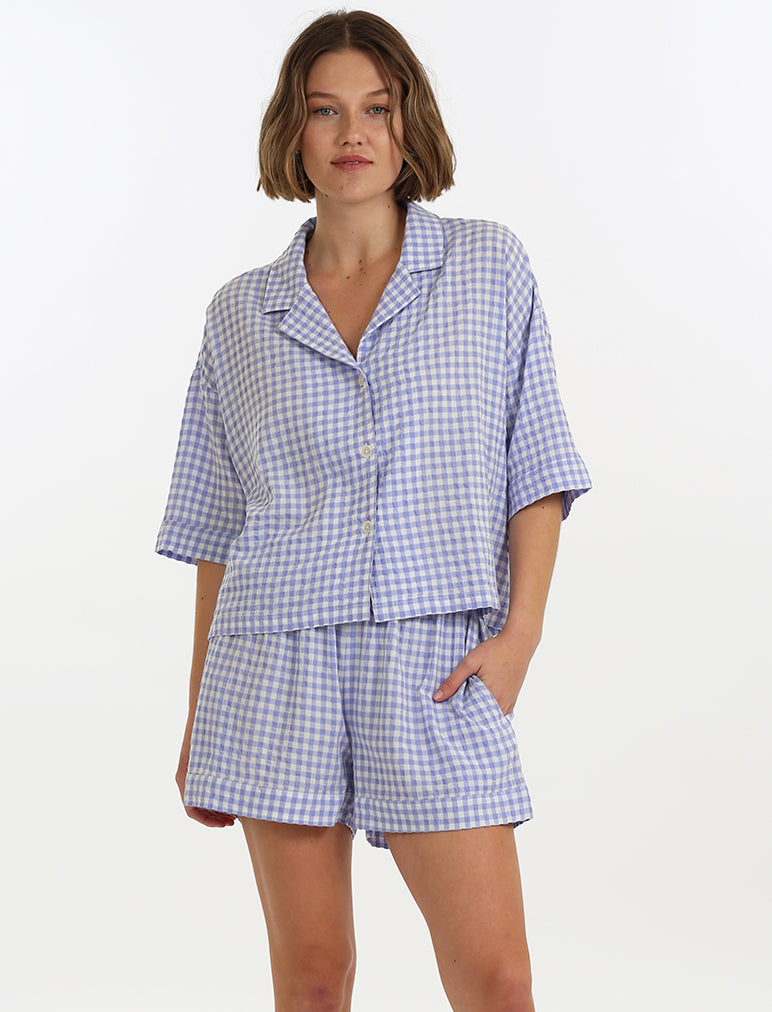 Seersucker Gingham Boxer PJ Set