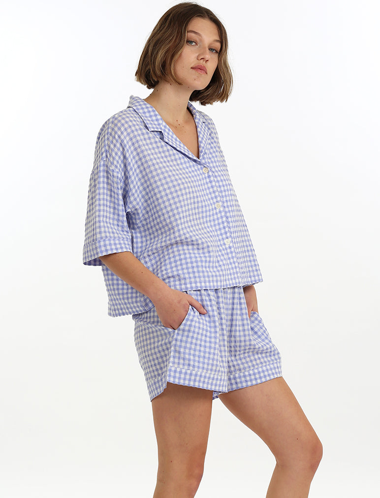 Seersucker Gingham Boxer PJ Set