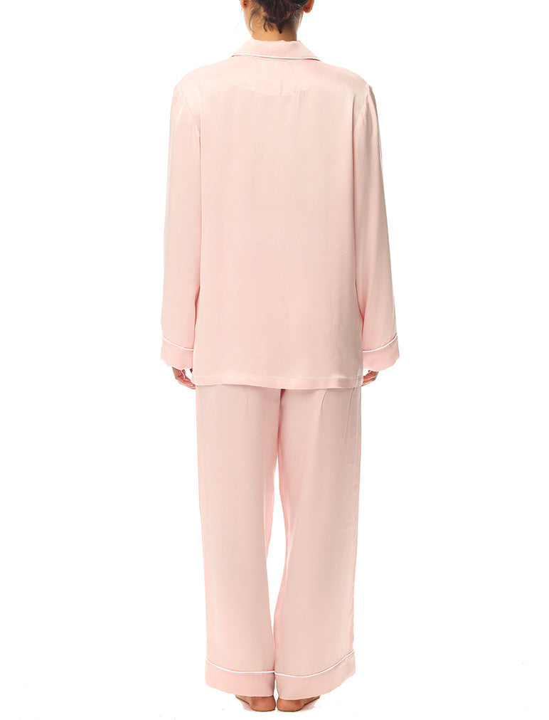 Sylvie Silk Piped Full Length PJ