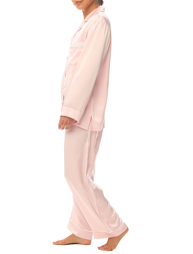 Sylvie Silk Piped Full Length PJ